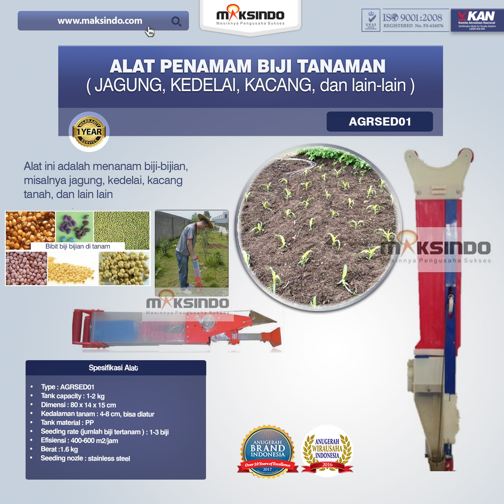 Jual Alat Penamam Biji Tanaman (jagung, Kedelai, Kacang, dll) di Pekanbaru