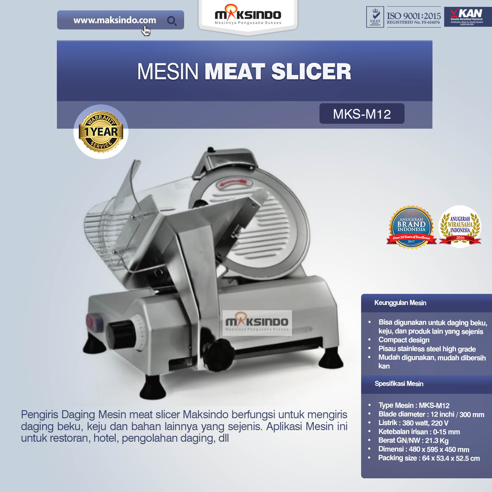 Jual Mesin Meat Slicer (MKS-M12) di Pekanbaru