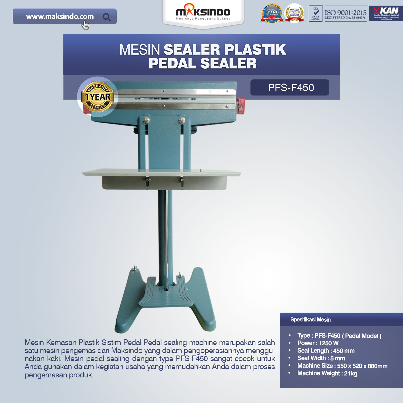 Jual Pedal Sealing Machine (PFS-F450) Di Pekanbaru