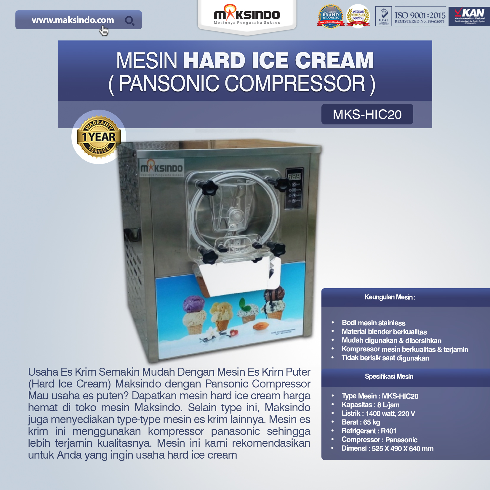 Jual Mesin Hard Ice Cream (HIC20) di Pekanbaru