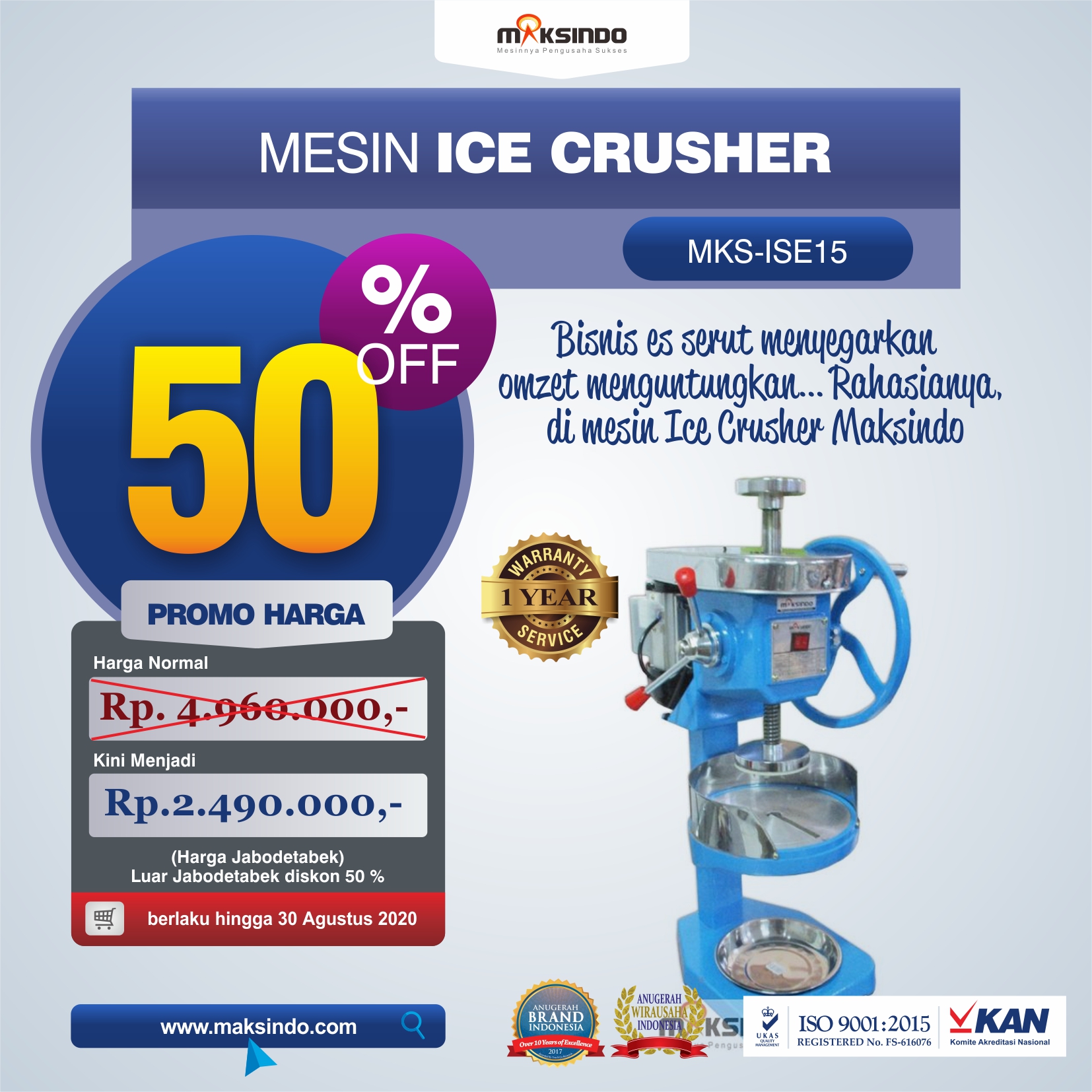 Jual Mesin Ice Crusher MKS-ISE15 di Pekanbaru