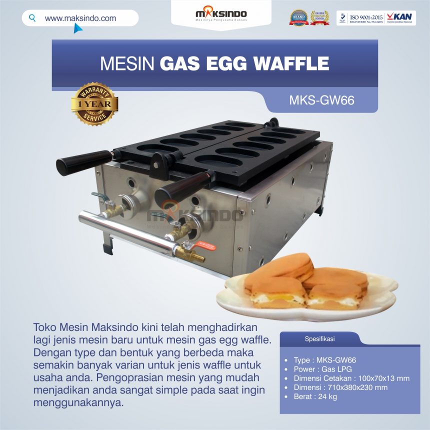 Jual Mesin Gas Egg Waffle MKS-GW66 Di Pekanbaru