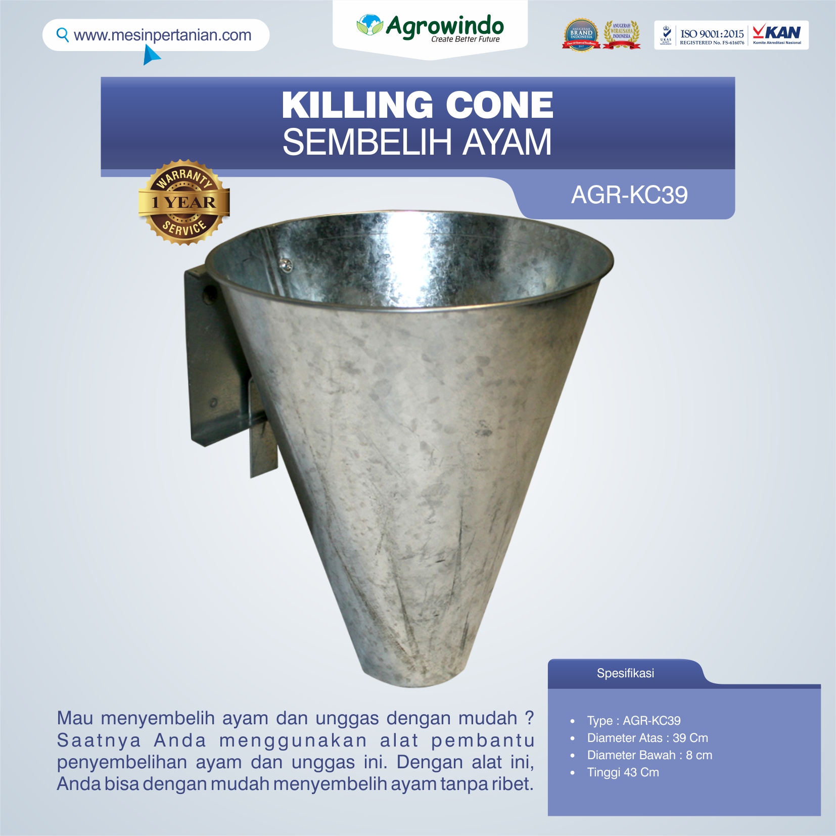 Jual Killing Cone Alat Sembelih Ayam di Pekanbaru