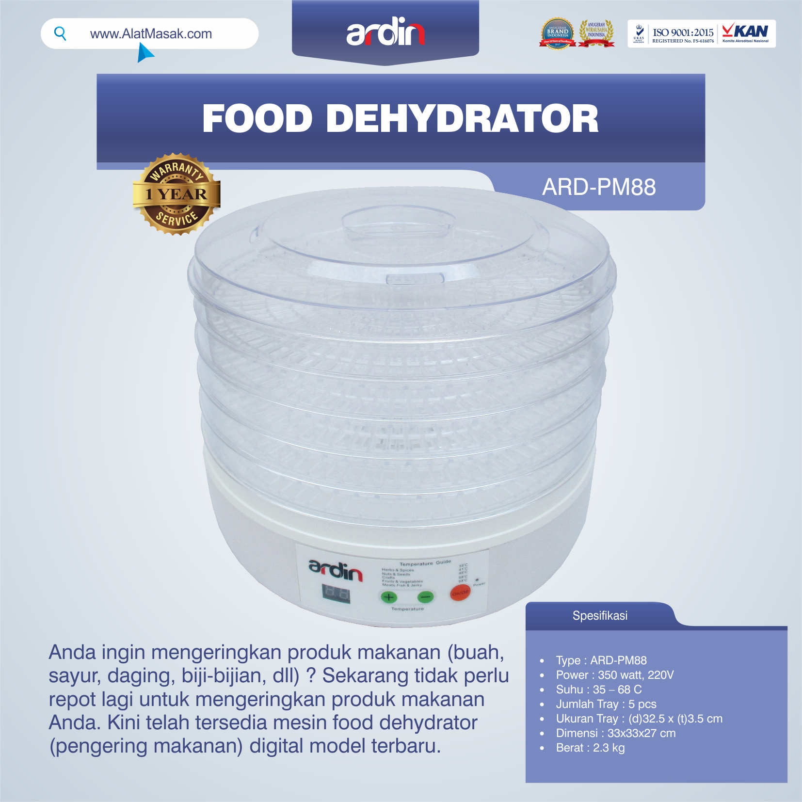 Jual Food Dehydrator ARD-PM88 di Pekanbaru